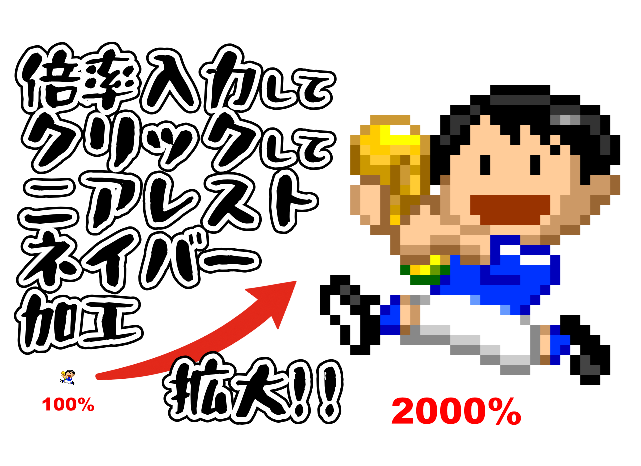 ドット絵サイズ拡大加工イメージ